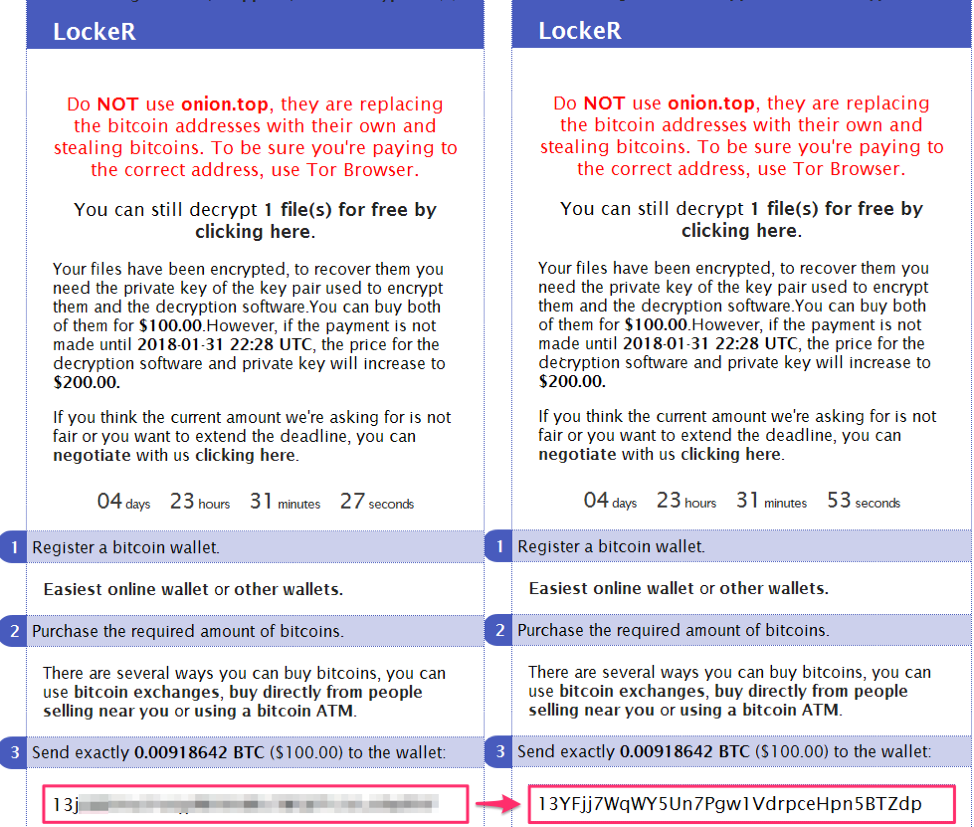 Double dipping: Diverting ransomware Bitcoin payments via .onion domains